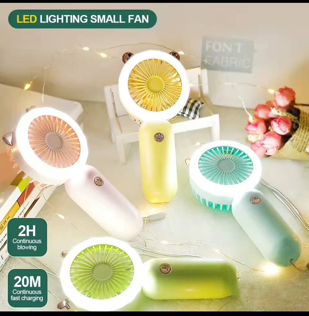 Portable Handheld Cute Mini USB Rechargeable Cooling Fan With Led Light