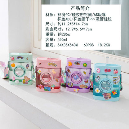 Camera Shape Cute Water Bottle With Adjustable Shoulder Strap