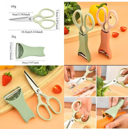 Multipurpose 2in1 Peeler And Scissors Set Kitchen Tool