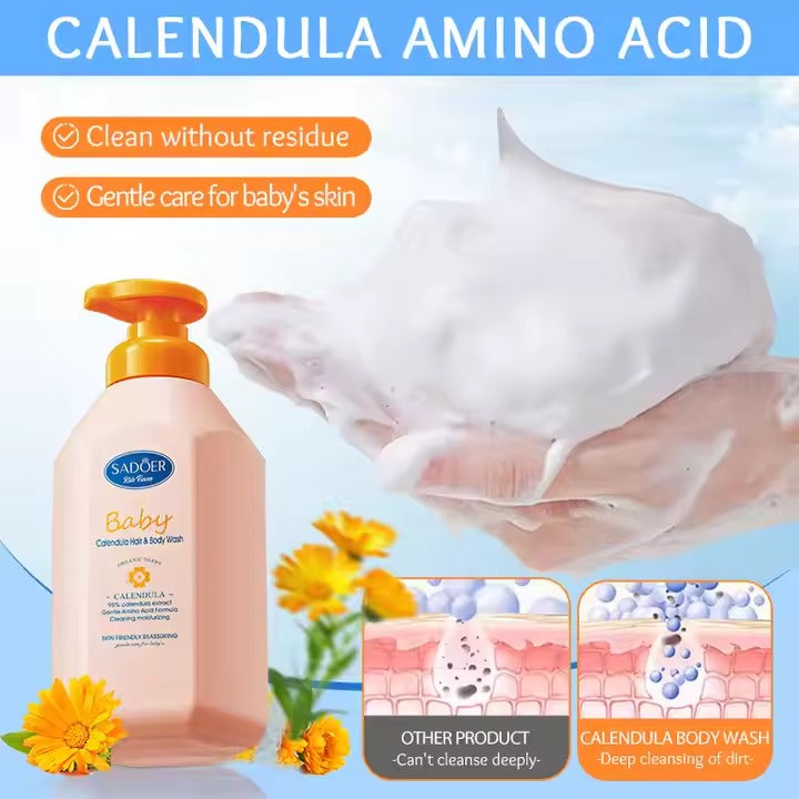 SADOER Children's Calendula Amino Acid Gentle Moisturizing Shampoo and Bath Gel 600ml