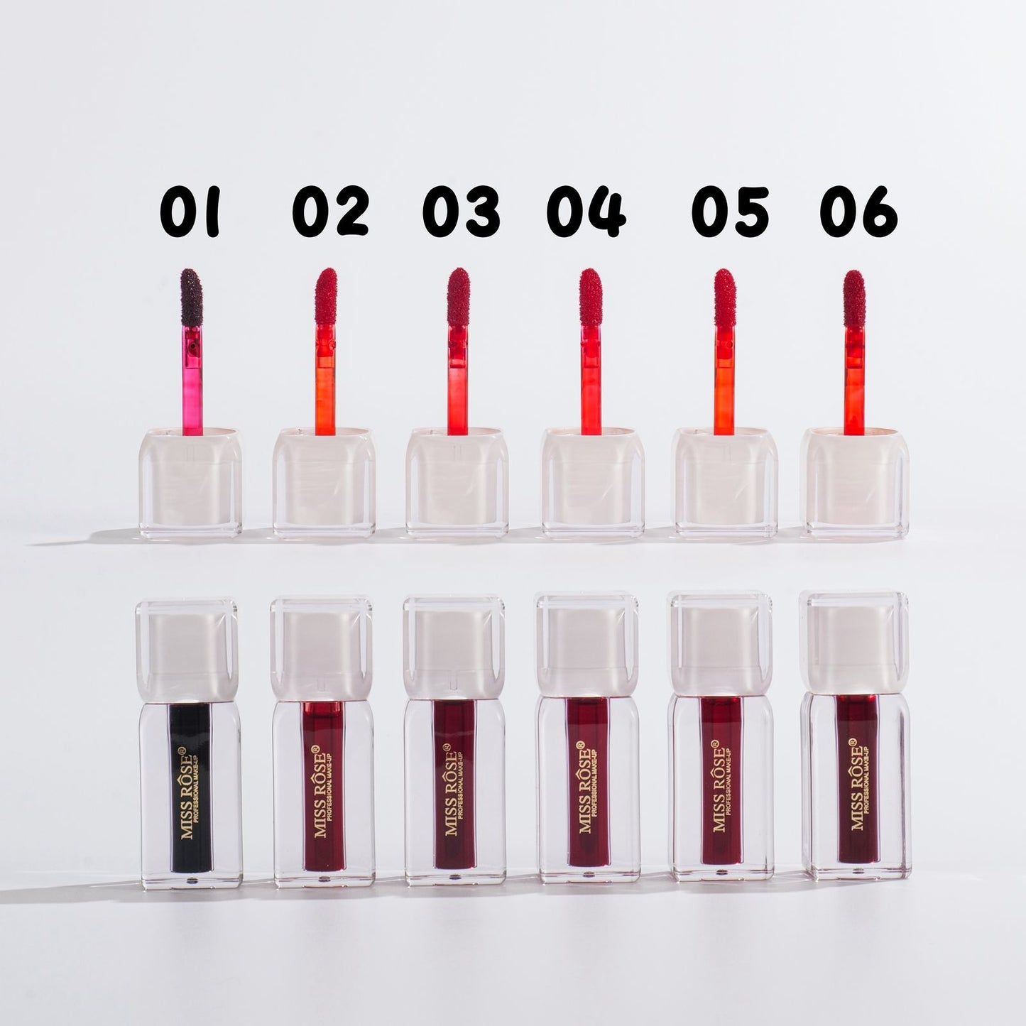Miss Rose Crystal No Transfer 2in1 Lipstick Tint & Liquid Blusher 6pcs Set