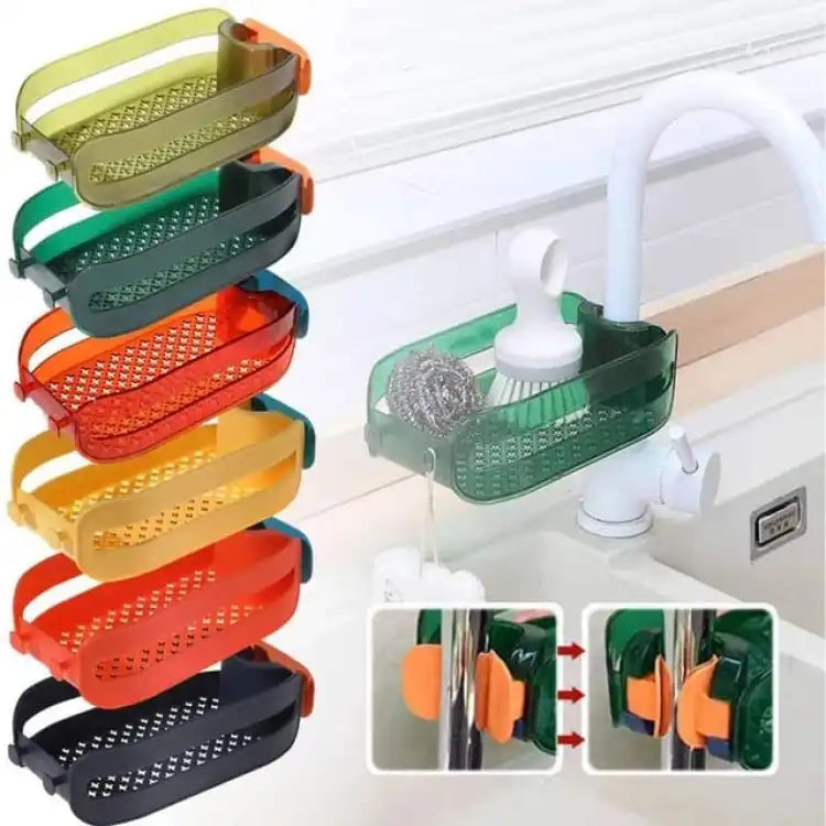 Multipurpose Faucet Drain Basket Shelf Sink-Strainer Hangs on Faucet