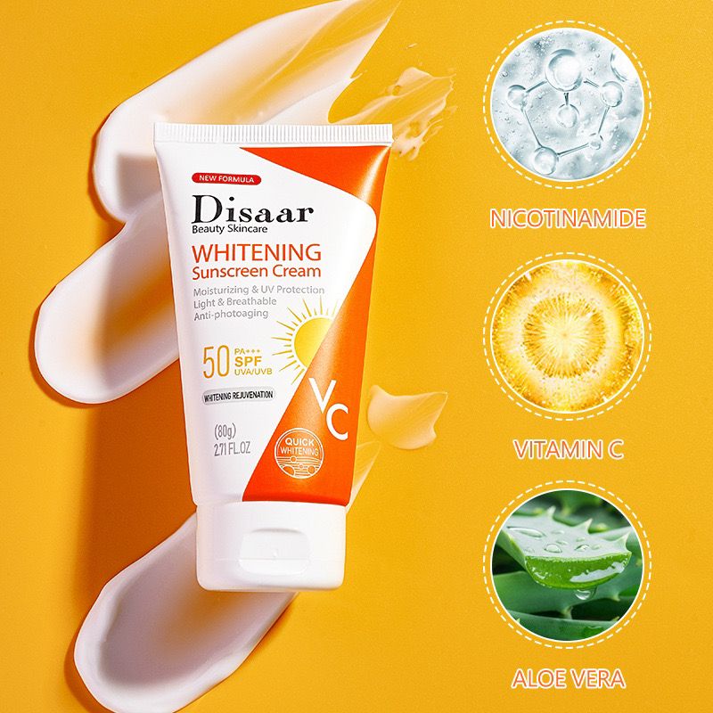 Disaar Whitening Moisturizing &amp; UV Protection Light &amp; Breathable Anti Ageing 50SPF Sunscreen Cream 80g