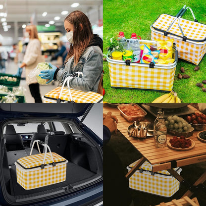 Multipurpose Portable Foldable Large Capacity Insulated Picnic Basket Bag Aluminum Cooler Bag For Outdoor Camping Travel