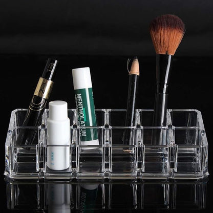 Cosmetic Make Up Clear Acrylic Lipstick Nail Paint Organizer with 12 Sections