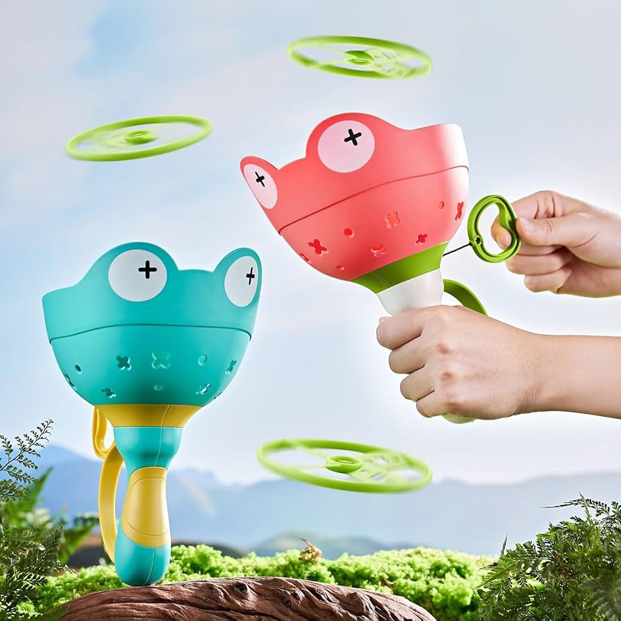 Flying Disc Launcher Toys Manual Capture Catching Outdoor Games For Kids