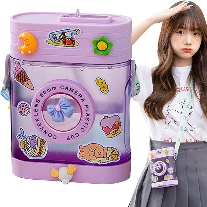Camera Shape Cute Water Bottle With Adjustable Shoulder Strap