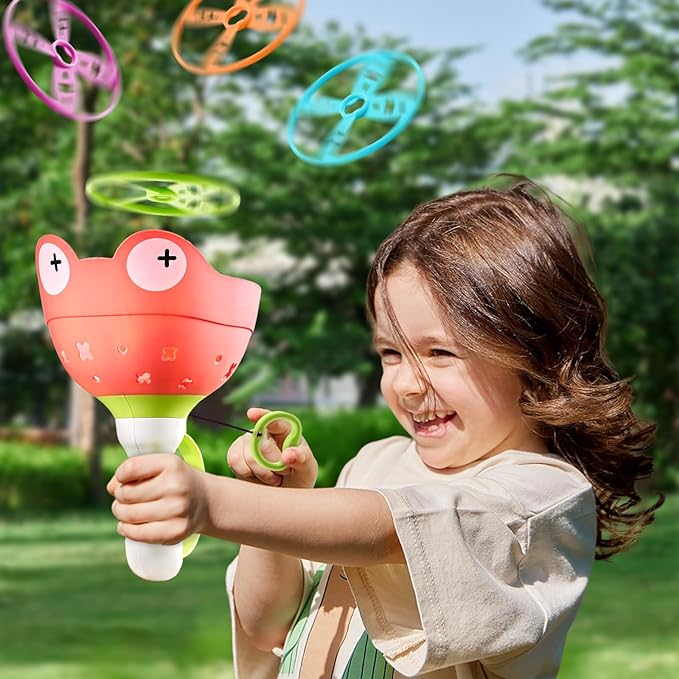 Flying Disc Launcher Toys Manual Capture Catching Outdoor Games For Kids