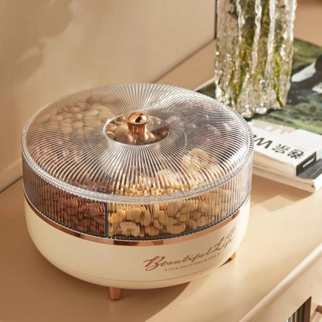 360 Rotatable 2 Layer Candy Nut Dry Fruit Storage Box Container