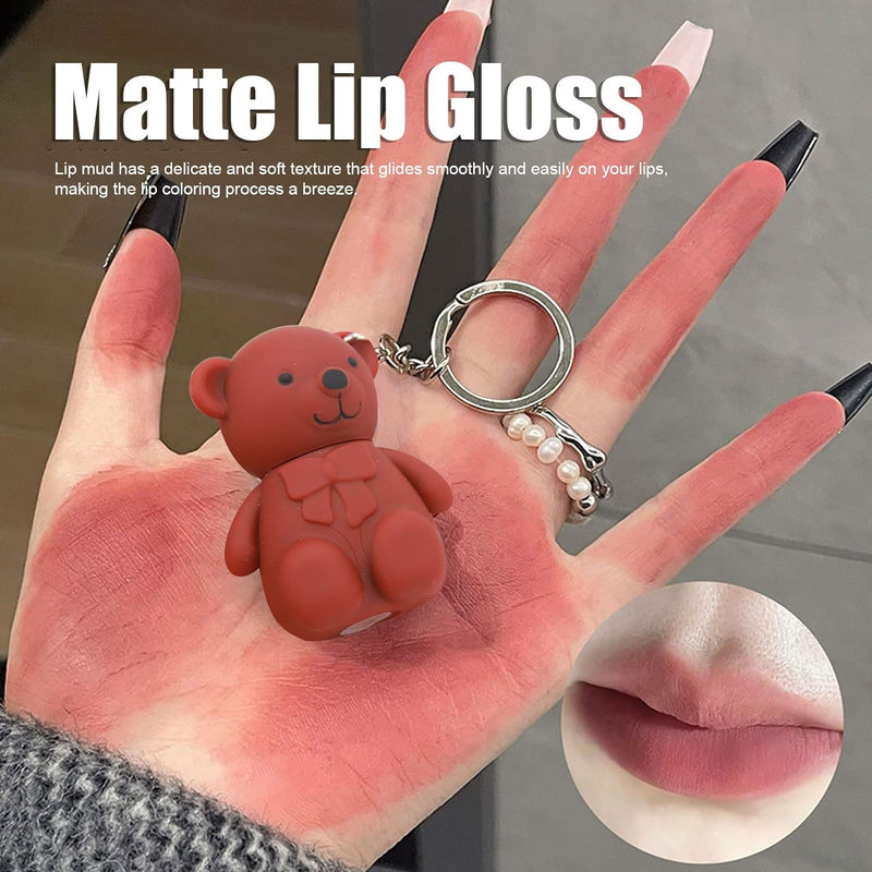 Mocoallure Korean Bear Key Chain Matte Lipgloss 6Pcs Set