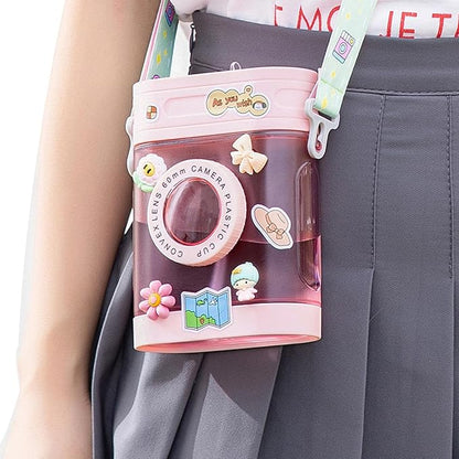 Camera Shape Cute Water Bottle With Adjustable Shoulder Strap