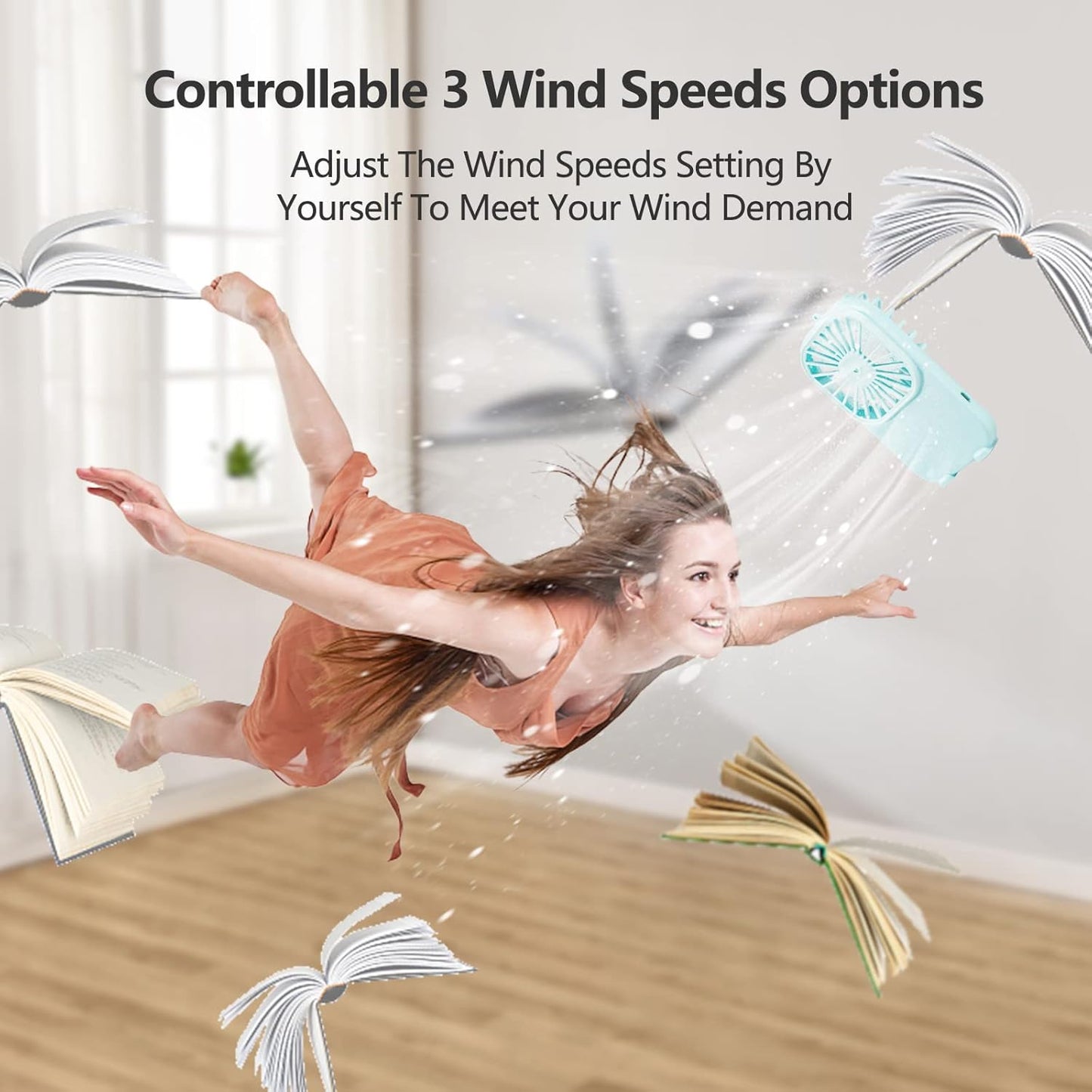 USB Rechargeable Handheld Portable Mini Fan Speed Adjustable Fan