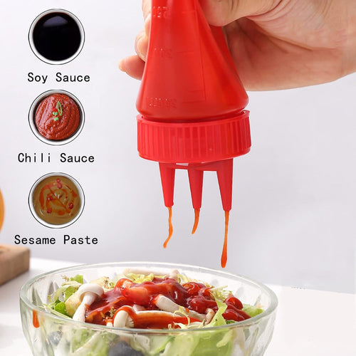 3 Hole Plastic Squeeze Bottles Squeeze Seasoning Sauces Dispenser Bottle Pack Of 2