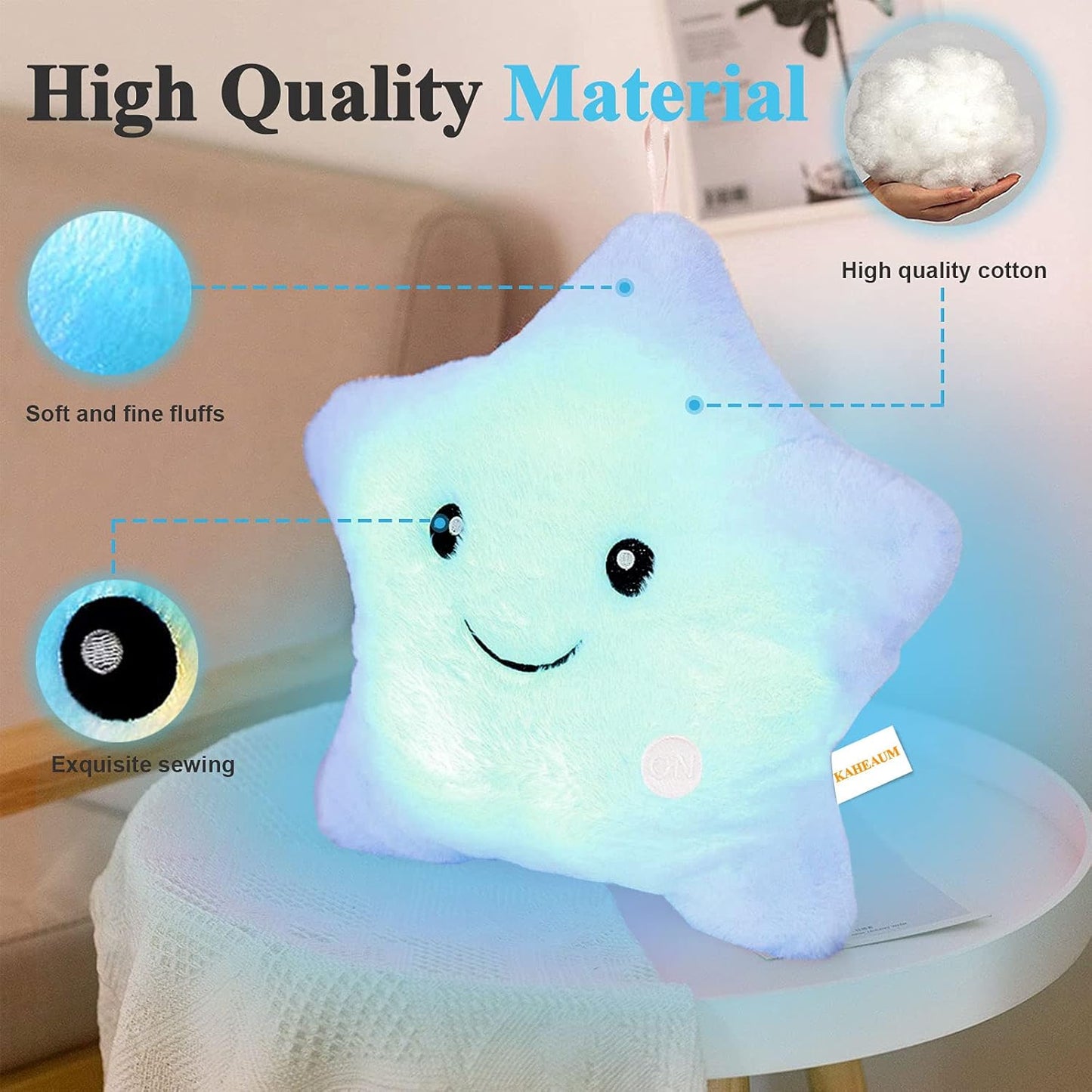 Luminous Twinkle Star Relax Pillow Cushion Soft Glowing Light Up Plush Pillow