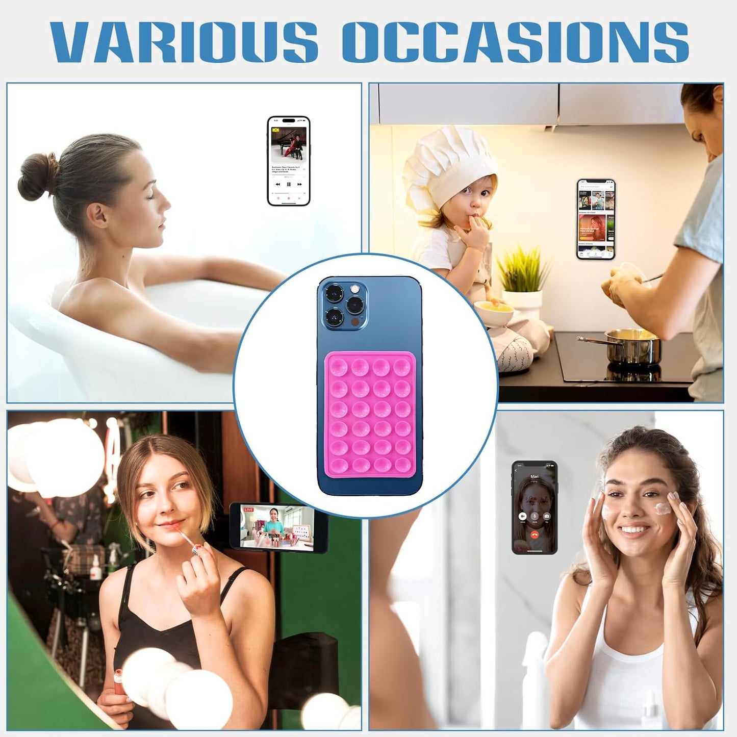 Silicone Suction Cup Mat Mobile Holder Strong Grip For Mobile Device