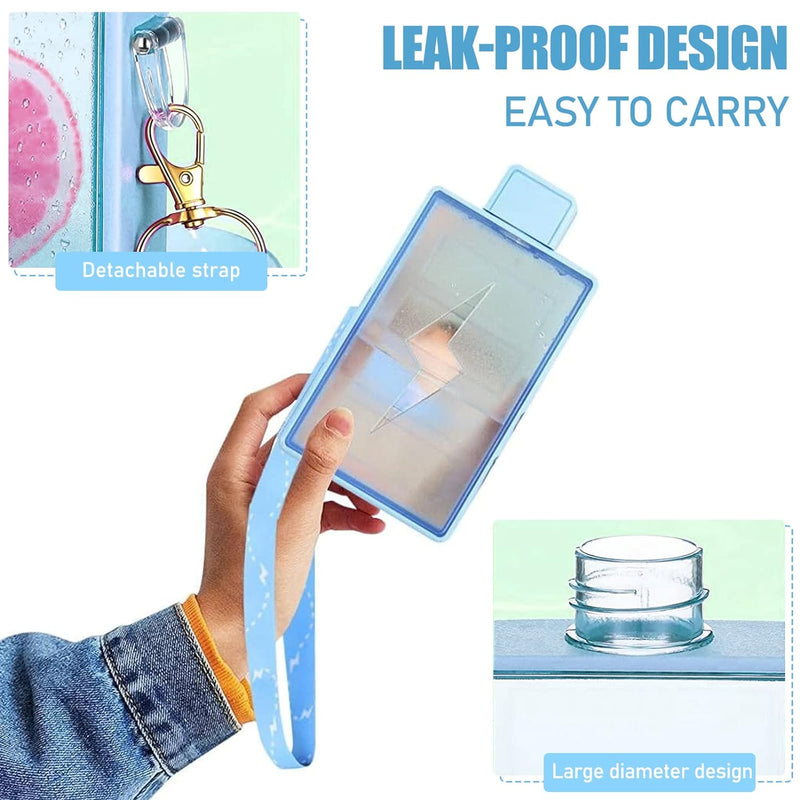 Cute Energy Light Rectangular Water Bottle With Adjustable Shoulder Strap