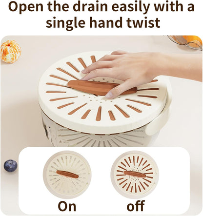 Multifunction 2in1 Food Colander With Handle Draining Bowl With Lid