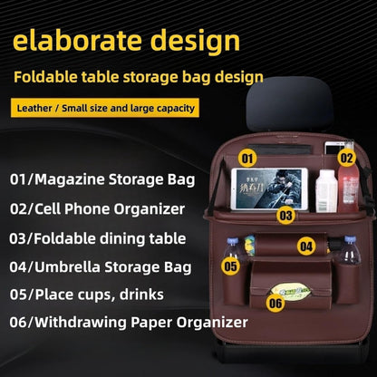 Car Back Seat Storage Bag With Foldable Table Tray Tablet Holder Tissue Box Auto Back Seat Organizer