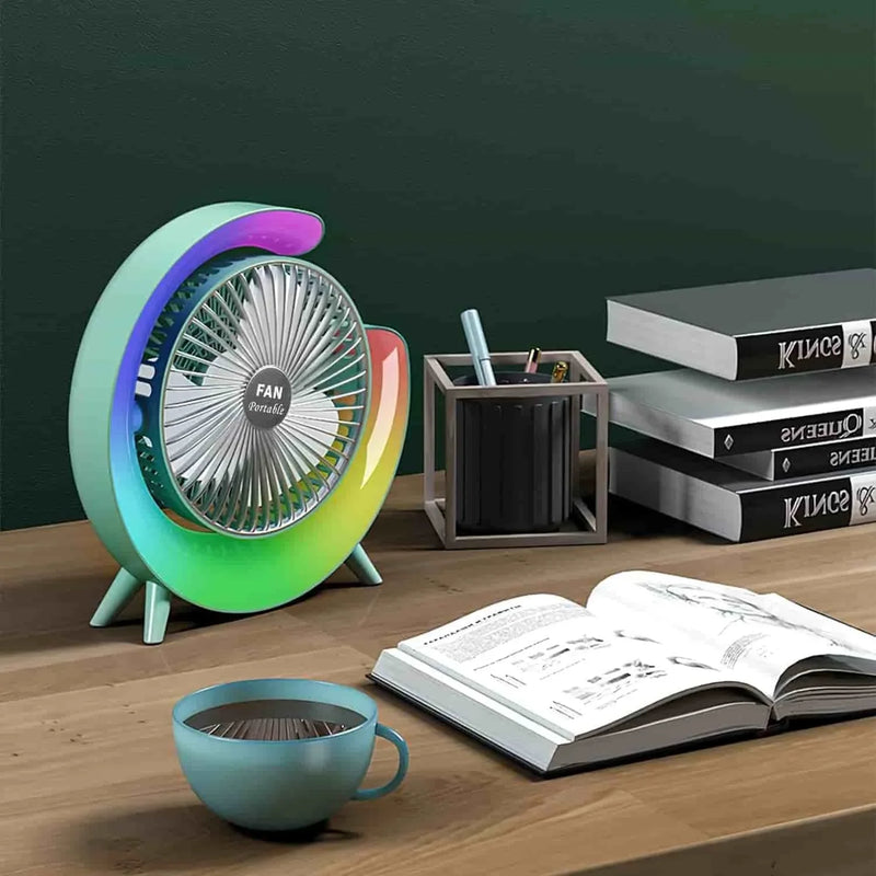 Multifunctional USB Charging Desktop Portable Floor Mounted Fan With RGB Light