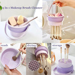 Silicone Makeup Brush Cleaner 3in1 Cleanser Bowl Hanging Drying Basket