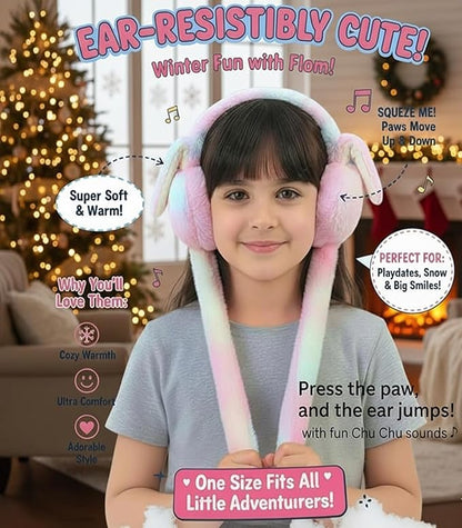 Kids Winter Plush Bunny Ear Earmuffs with Long Paws Soft Warm Noise-Reducing Ear Warmer