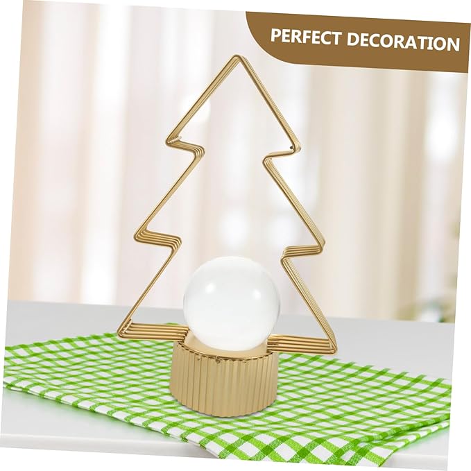 Luxury Christmas Tree Shape Metal Ornament With Crystal Ball Unique Design For Table Decor