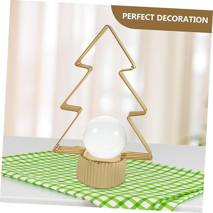 Luxury Christmas Tree Shape Metal Ornament With Crystal Ball Unique Design For Table Decor