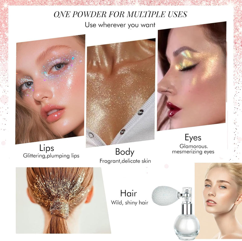 AnyLady Diamond Highlighter Powder Spray Waterproof High Gloss Glitter Body Bronzer Highlight Powder Face Contour Illuminator Makeup