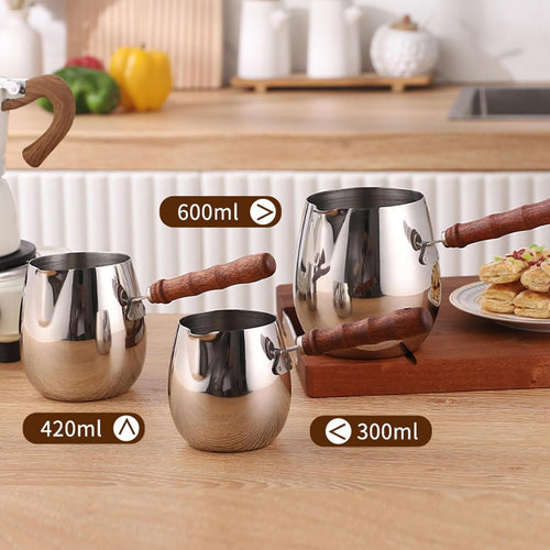 Stainless Steel Turkish Coffee Pot With Wooden Handle