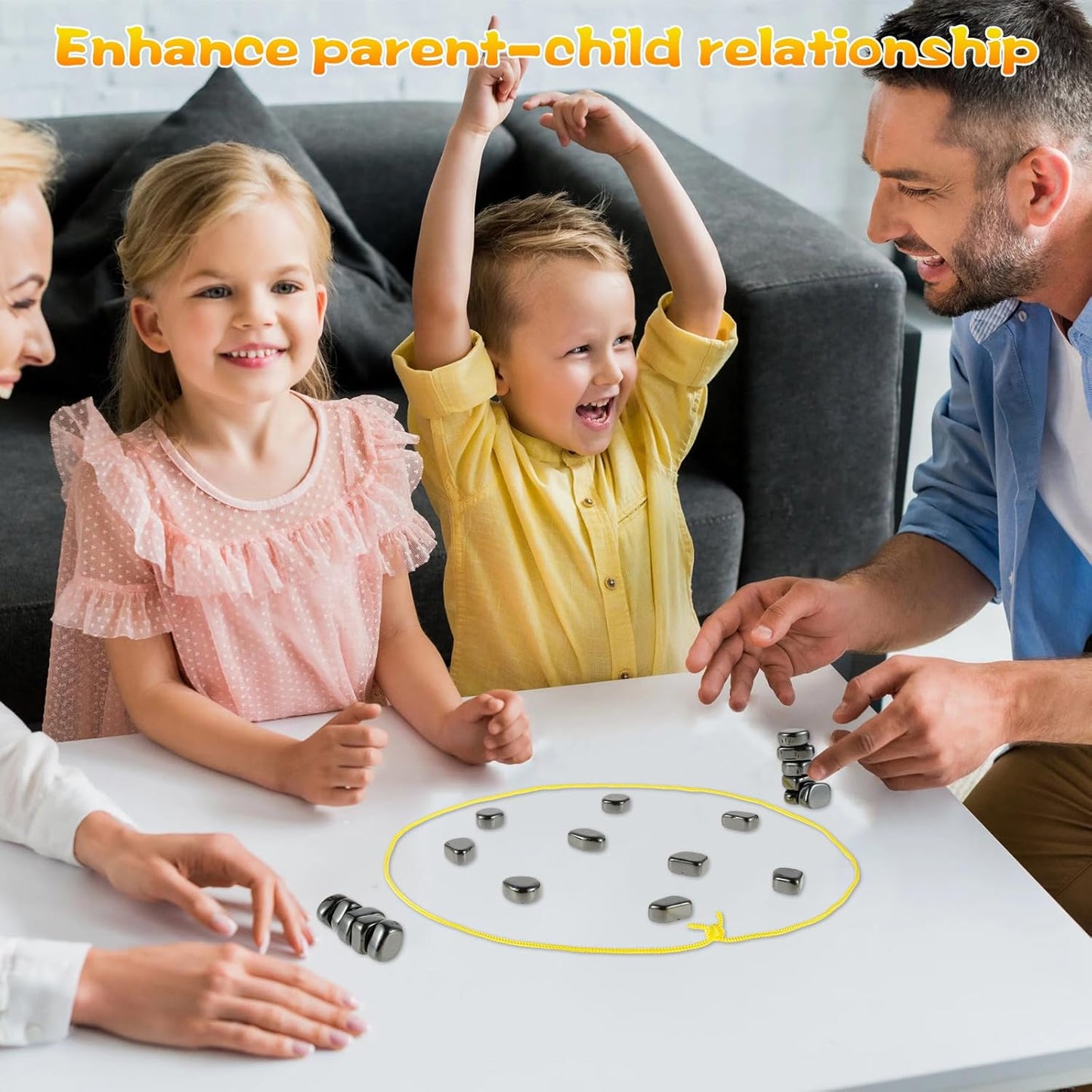Magnetic Chess Game, Fun Table Top Magnet Game with String, Magnetic Stones Board Game Magnetic Chess Board Game Set Improve Log