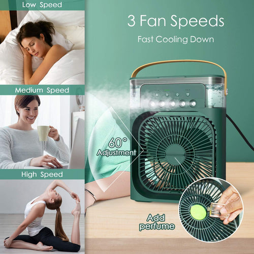 Portable Mini Electric Fan Air Conditioner Humidifier With LED Night Light Water Mist Fans