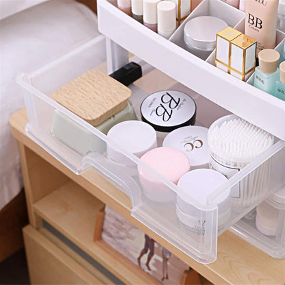 Multipurpose 3 Clear Drawers Makeup Cosmetic Countertop Organizer Storage Box