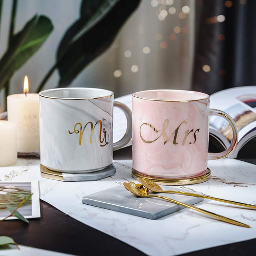 Mr And Mrs Marble Coffee Mug Set Wedding Gifts For Couples