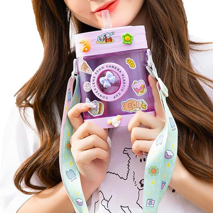 Camera Shape Cute Water Bottle With Adjustable Shoulder Strap