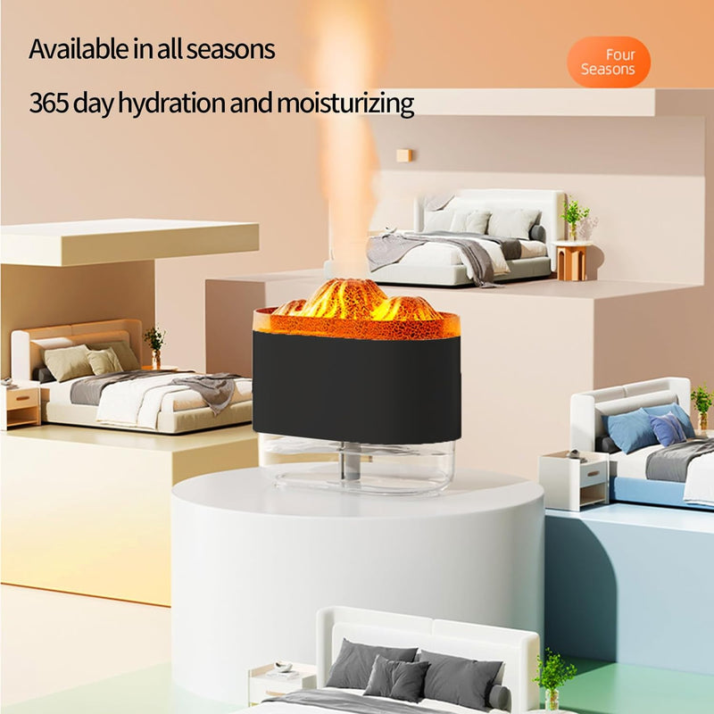 Portable Volcano Design Humidifier Noiseless Aroma Diffuser With Lamp