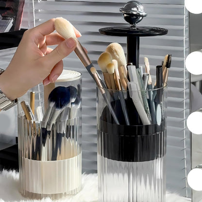 Press Type Automatic Desktop Makeup Cosmetic Brush Organizer Storage Box