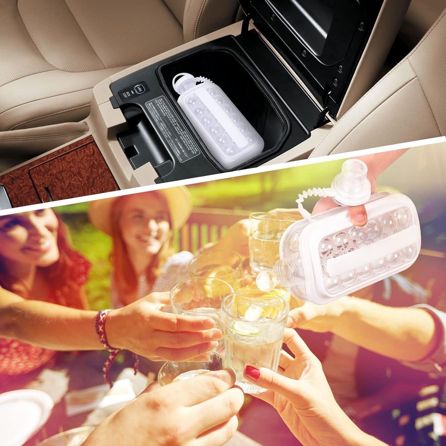 Portable 2in1 Ball Maker Ice Cube Maker & Water Bottle