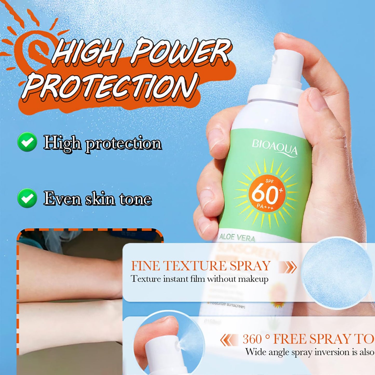 Bioaqua SPF60+ Aloe Sunscreen Waterproof Spray 150ml