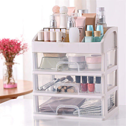 Multipurpose 3 Clear Drawers Makeup Cosmetic Countertop Organizer Storage Box