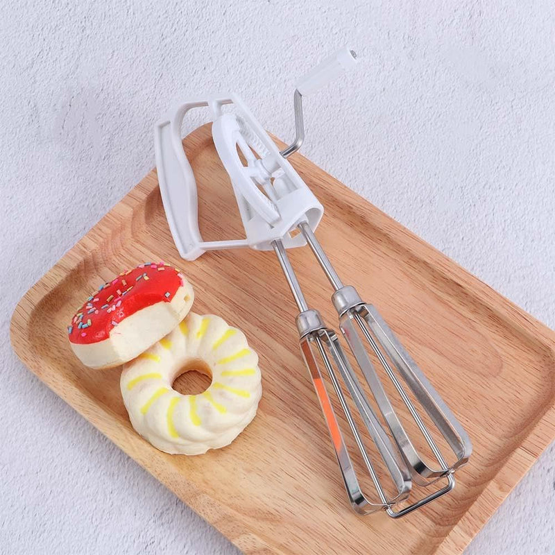 Multifunctional Stainless Steel Rotary Handheld Manual Whisk Double Egg Beater Mixer
