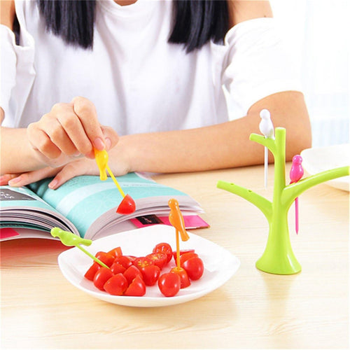 Birdie Fruit Fork Birds On The Tree Tableware Fruit Forks Set 6 Pcs Set