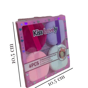 Kiss Lovely Makeup Sponge Set of 4 Loose Powder Puff Ultra Soft Velvet Makeup Colorful Puff