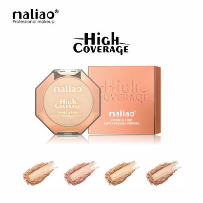 Maliao High Coverage Prime &amp; Fine Matte Pressed Powder - Long-Lasting Compact Powder for Flawless Skin
