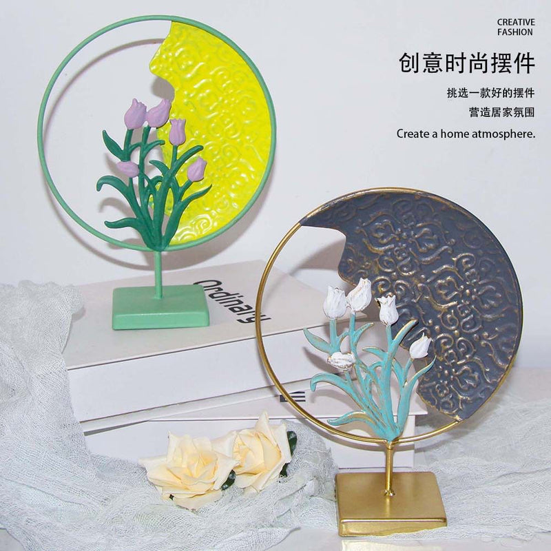 Creative Metal Motive Flower Decoration Art Piece