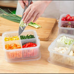 Food Fruit Storage Box Draining Basket 4 Grid Compartments