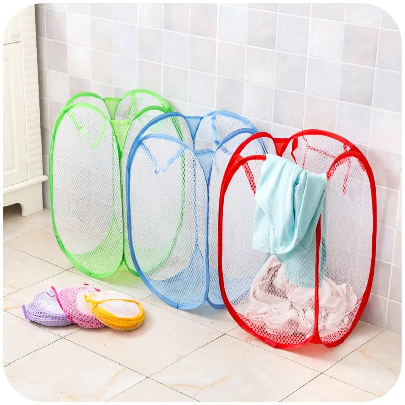 Foldable Rectangle Mesh Storage Laundry Basket