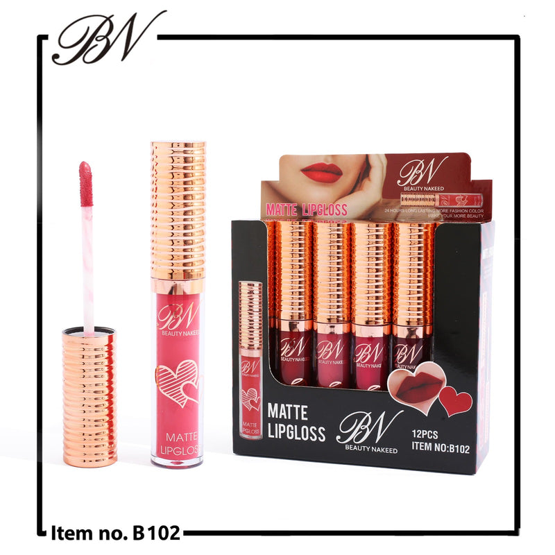 BN Beauty Nakeed Heart 24 Hours Long Lasting More Fashion Color Matte Lip Gloss 12Pcs Set