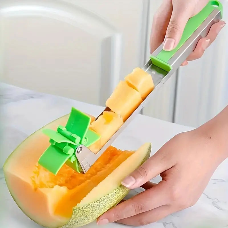 Stainless Steel Windmill Design Watermelon Slicing Knife Cutter