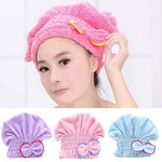 Hair Drying Hat Spa Towel Turban Cap Cute Bowknot Coral Velvet Micro-fiber