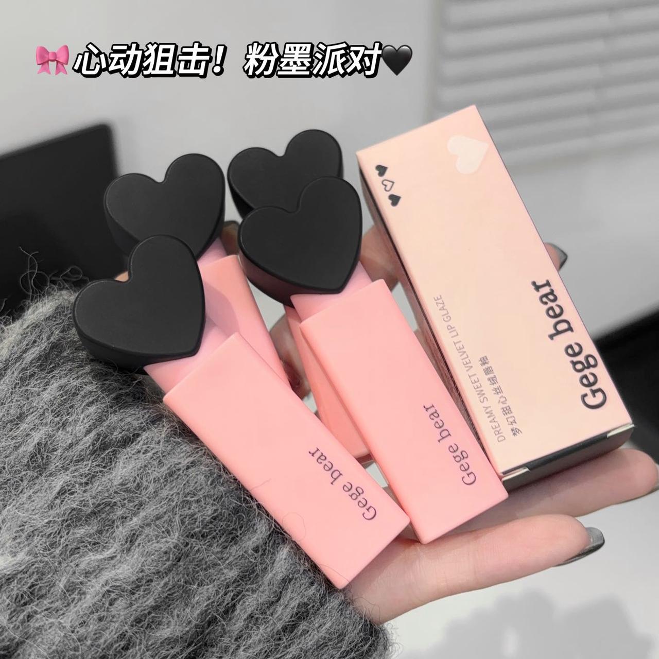 Gege Bear Dream Love Heart Lipstick Velvet Matte Lip Gloss 6Pcs Set